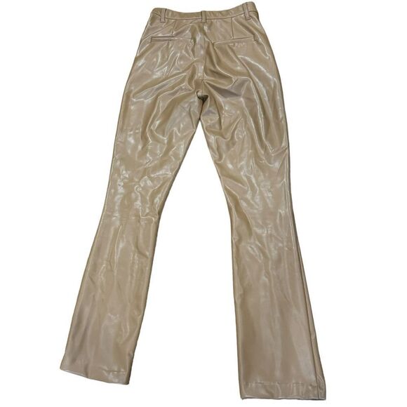 Abercrombie & Fitch Skinny Ultra High Rise Vegan Leather Split Hem Pants Tan - Picture 4 of 10